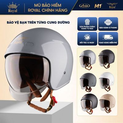 Mũ bảo hiểm 3/4 kính âm Royce Xh26 phiên bản lót nâu phù hợp nam nữ đi xe máy M L XL chính hãng