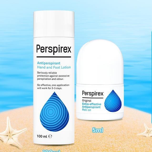Combo Lotion ngăn mồ hôi tay & chân Perspirex Antiperspirant Hand & Foot lotion 100ml + lăn khử mùi 