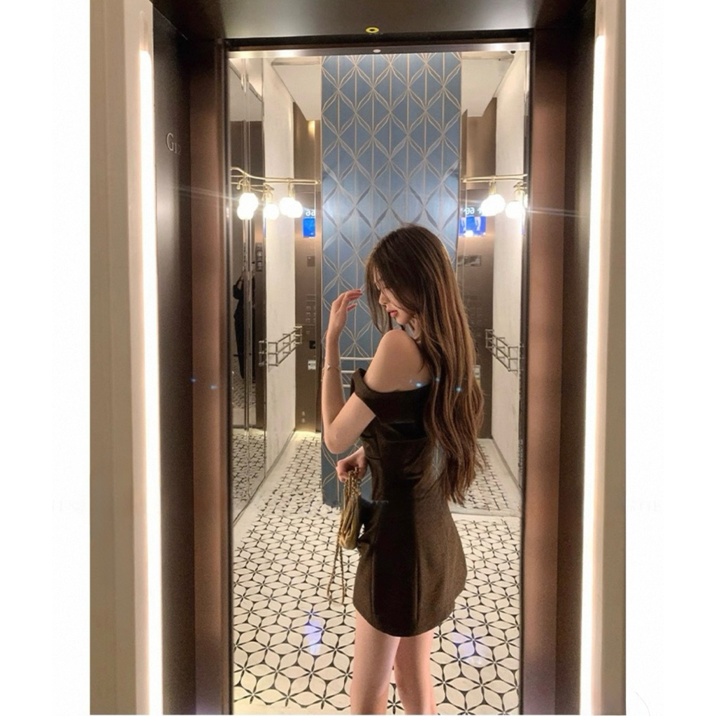 Đầm lệch vai phối dây vai khoá vuông lạ mắt TABISHOP Váy nữ thiết kế nhún eo tôn dáng đi tiệc đi chơi sang chảnh(293) | BigBuy360 - bigbuy360.vn