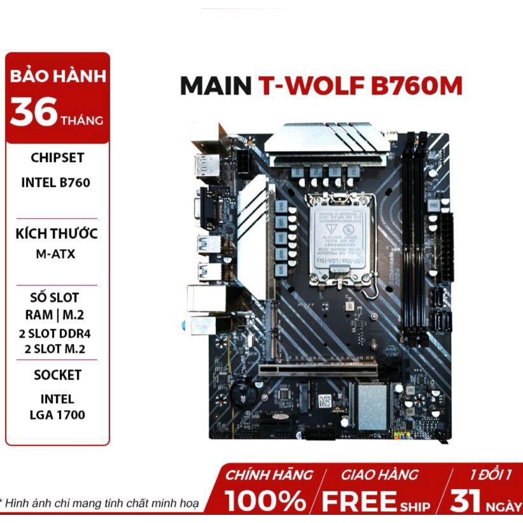 T-WOLF Prime B760M-K D4 mới 100% bảo hành từ nhà sản xuất T-WOLF đẹp gaming