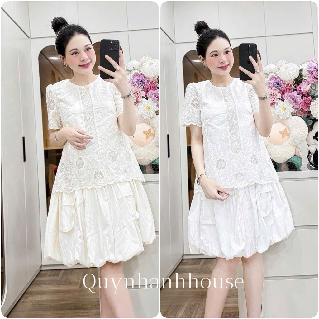 (NH CLOTHING)Váy suông Quynhanhhouse Váy ren chân bồng M230 sm