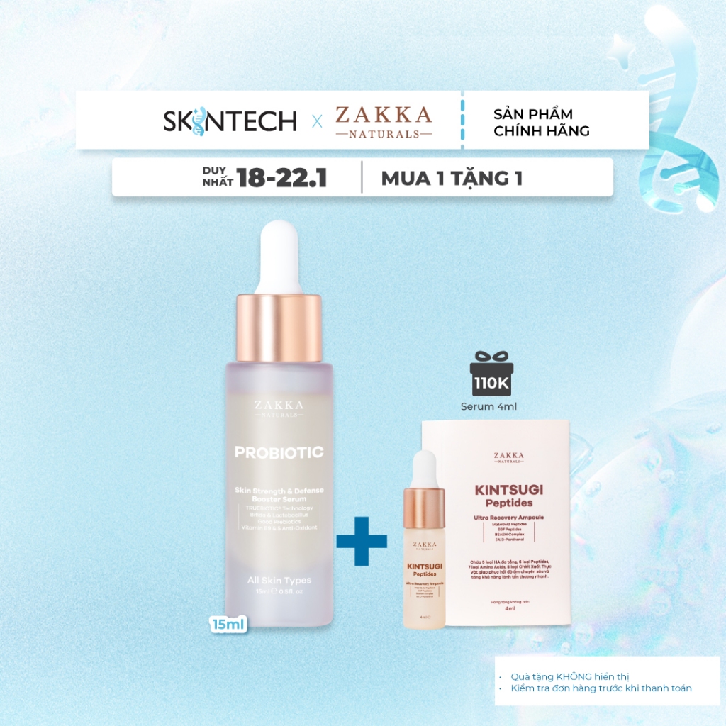 [MINI] Tinh Chất Hỗ Trợ Khỏe Da Zakka Naturals Probiotic Skin Strength & Defense Booster 15ml