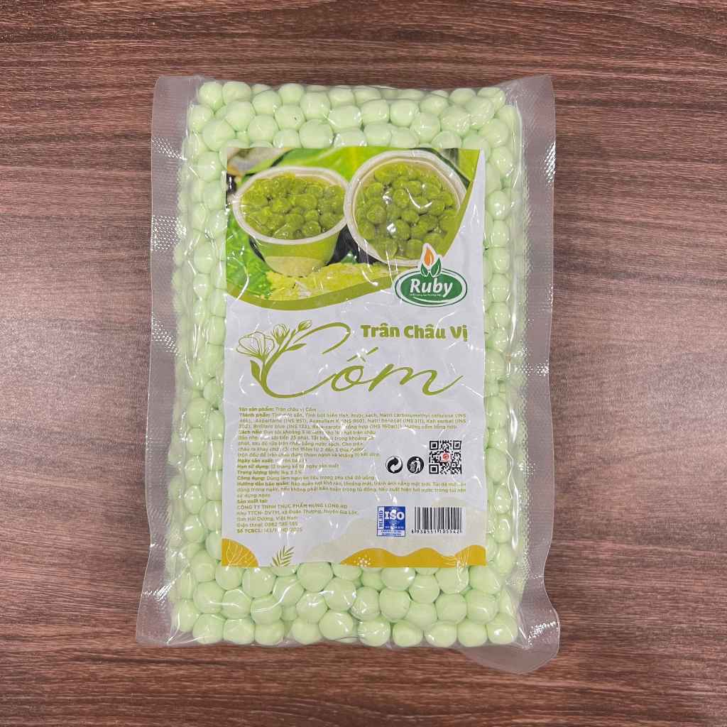 Trân Châu Cốm 1kg – Trân Châu Mềm Dẻo, Màu Xanh Cốm, Topping Trà Sữa