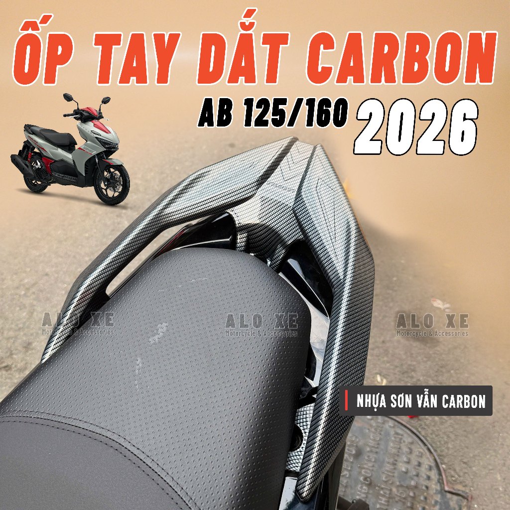 [AB 2026] Ốp tay dắt nhựa carbon bảo vệ tay dắt xe AB 125/160 2026 ( Ốp đè lên zin - Ko thay thế) - 