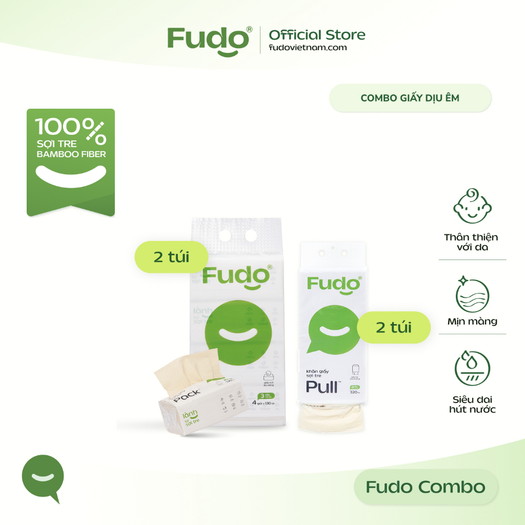 Combo Giấy Dịu Êm - Fudo Bamboo - TISSUECOMBO