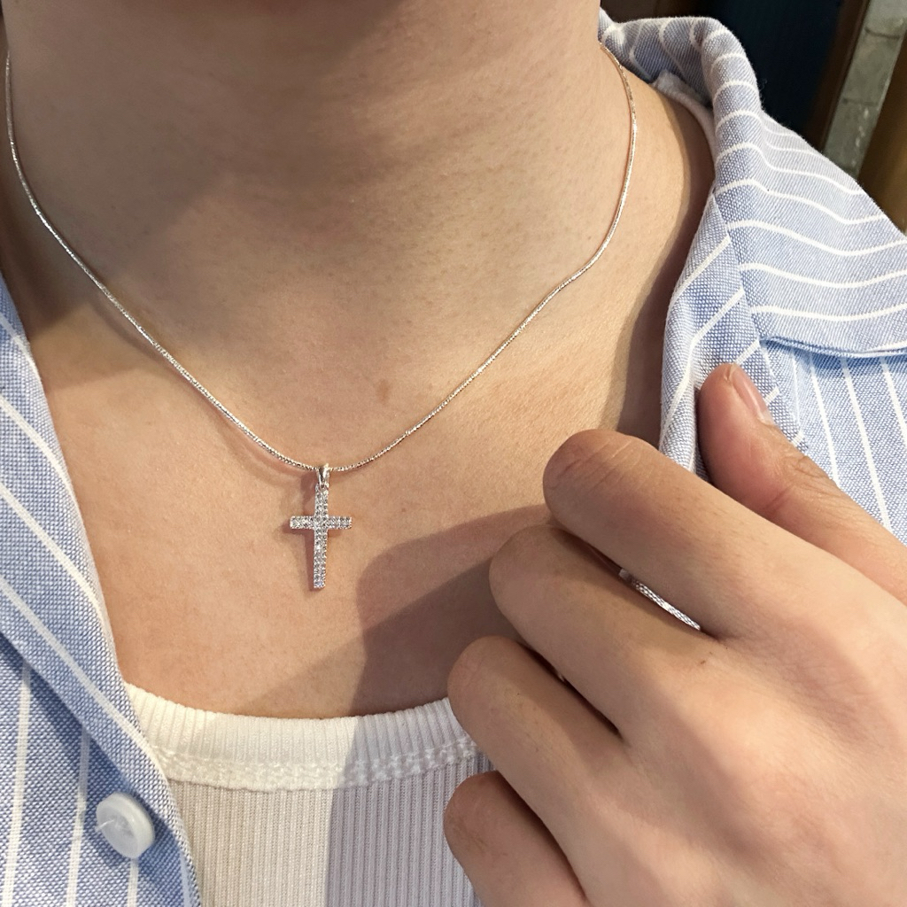 Dây chuyền bạc thánh giá đính đá thiết kế Luxury - MINA JEWELRY