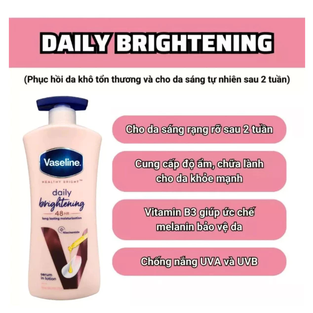 Vaseline Sữa Dưỡng Thể Healthy Bright Daily Brightening 48HR 725ml- Cấp Ẩm Cho Da Mềm Mại | BigBuy360 - bigbuy360.vn
