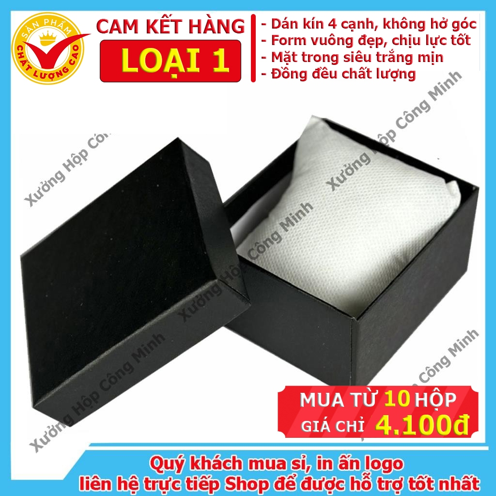 Hộp Đựng Đồng Hồ Màu Đen Kèm Gối Trắng