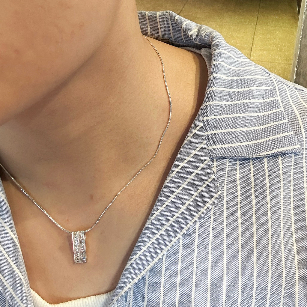 Dây chuyền bạc mặt trụ đá thiết kế Luxury - MINA JEWELRY