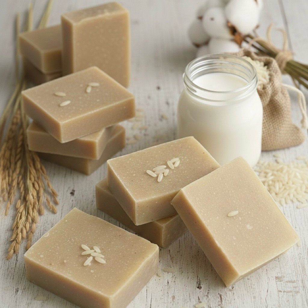 Xà Bông Rửa Mặt & Tắm Trắng Cám Gạo Sữa Dê 100g. Xà bông True Organic