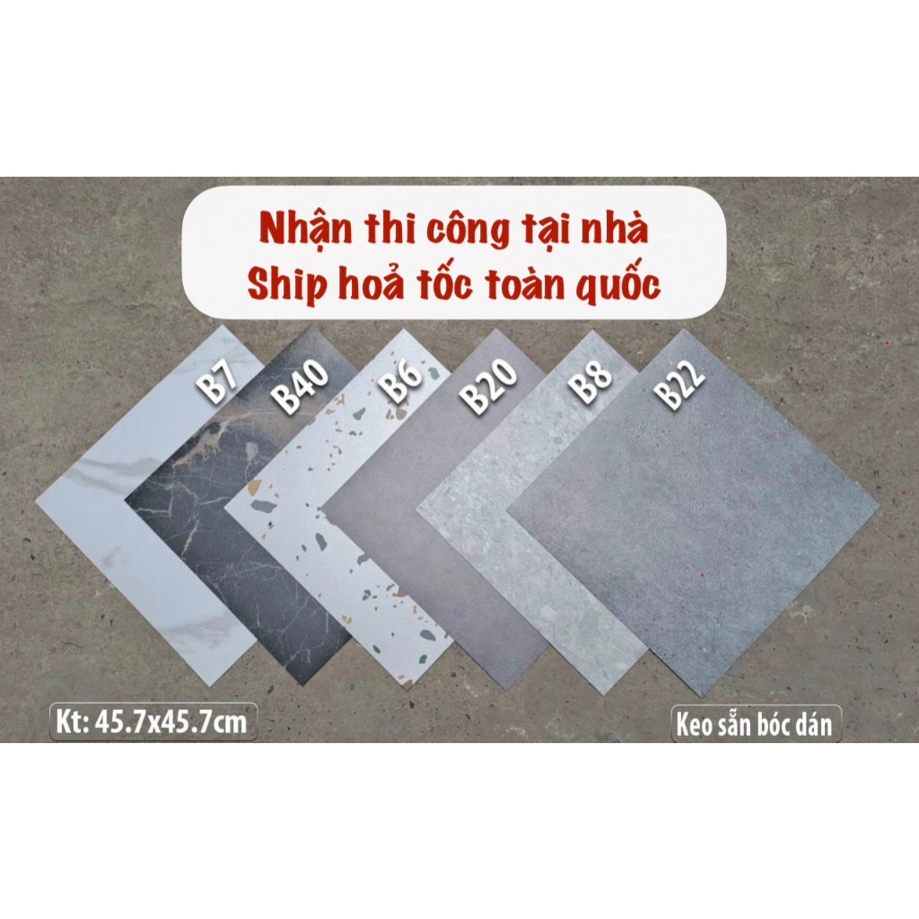 5 tấm, Sàn nhựa giả bê tông, 45.7 x 45.7cm, sàn dán keo sẵn, sàn nhựa nền giả gạch
