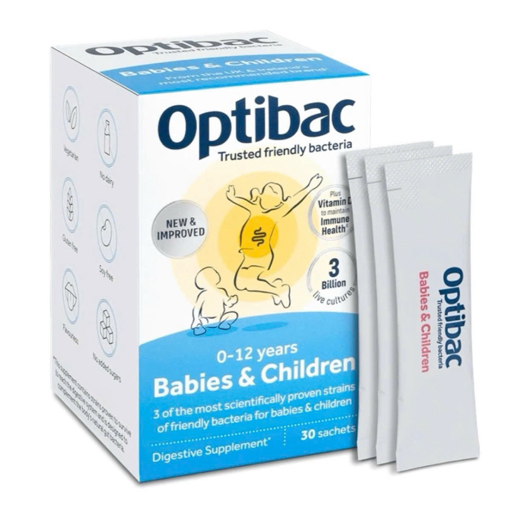 Men vi sinh Optibac đường ruột cho bà bầu và trẻ sơ sinh (Optibac Babies & Children màu xanh)