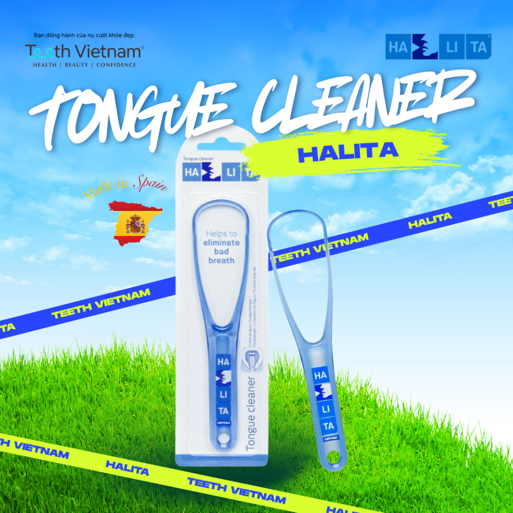 Cây Cạo Lưỡi Halita Tongue Cleaner (Tây Ban Nha) - Dụng Cụ Vệ Sinh Lưỡi Loại Bỏ Vi Khuẩn, Ngừa Hôi M