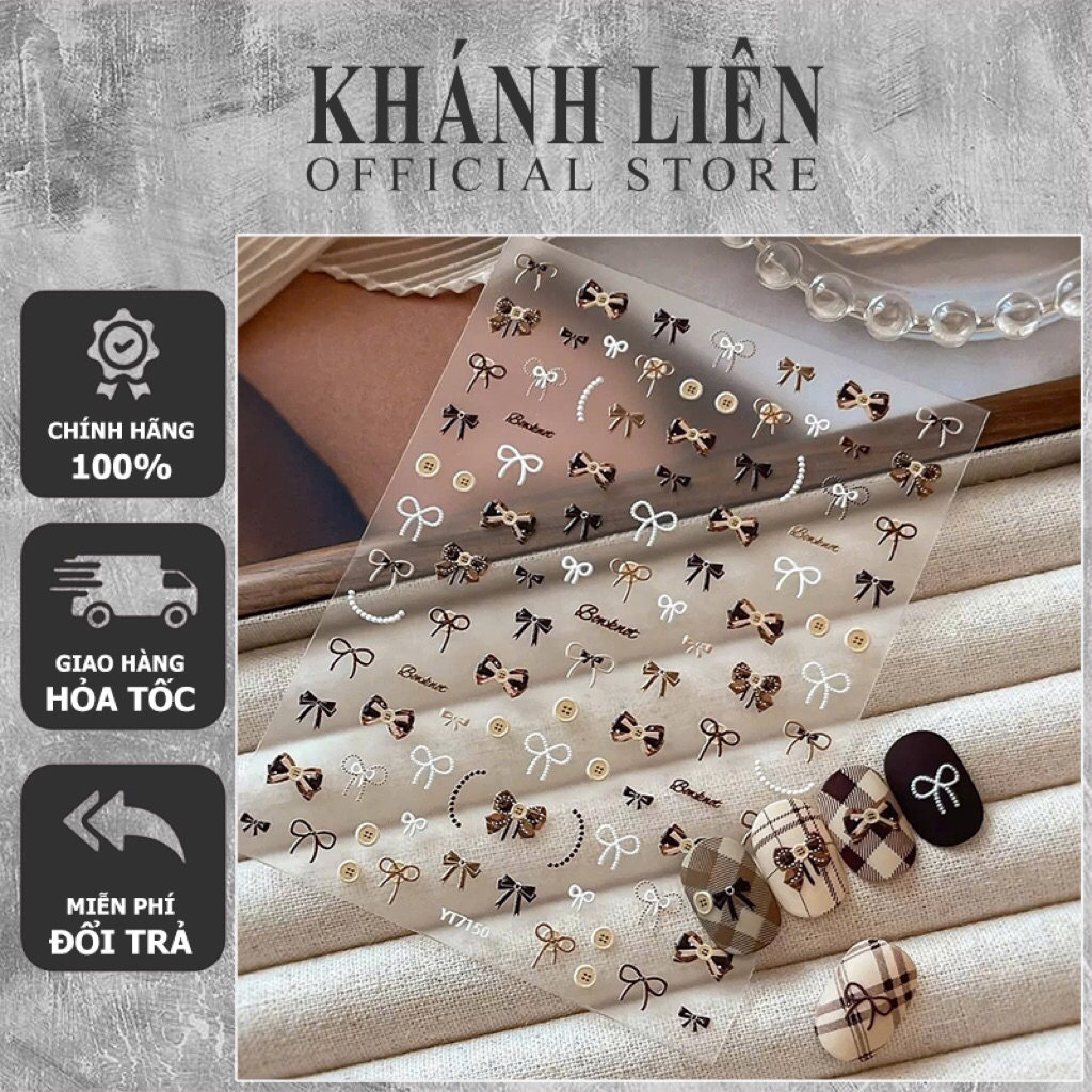 Sticker nơ cúc áo - Sticker nơ mix 3d- nổi xinh mix nhiều mẫu- tấm dán móng tay nơ hót năm mới