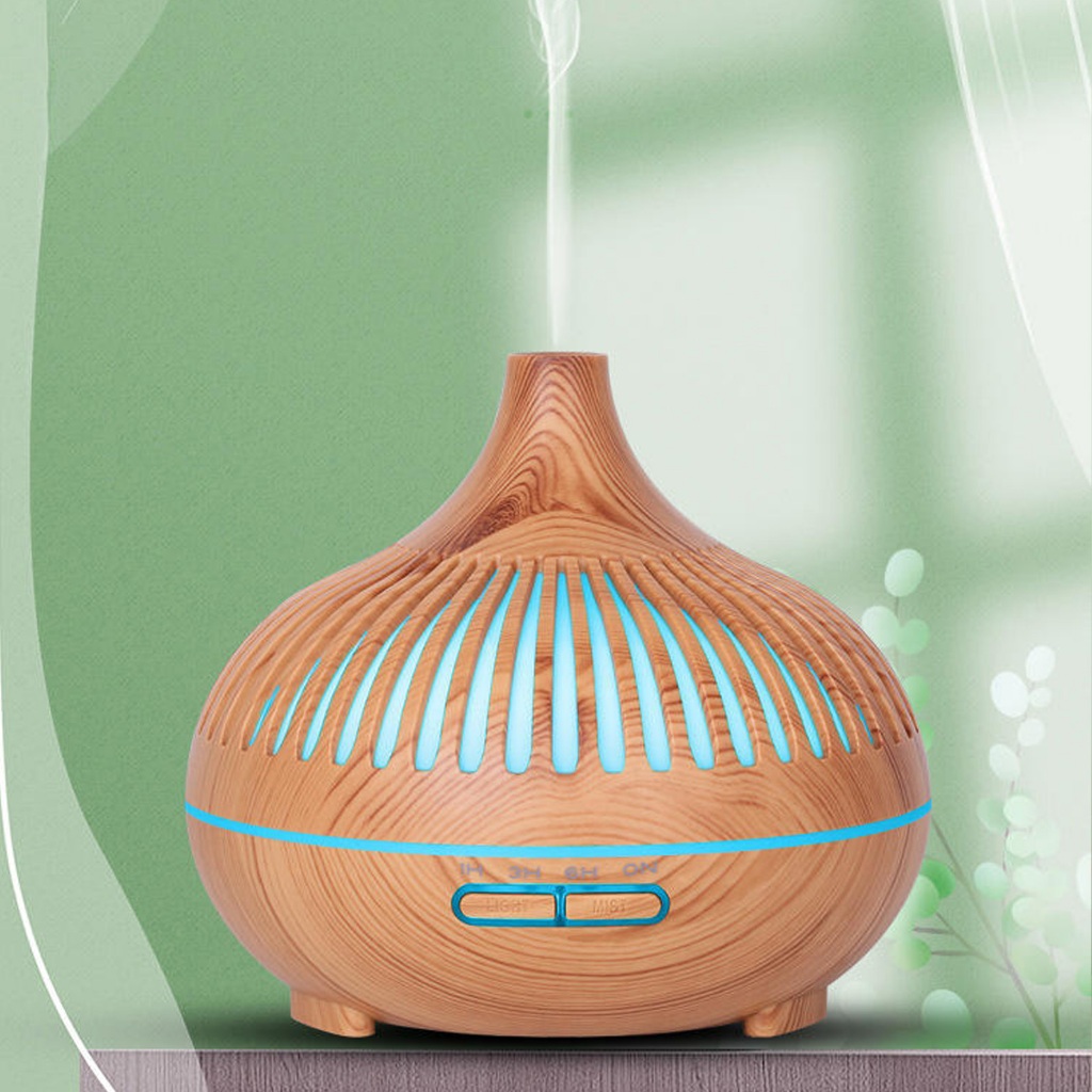 Máy Xông Tinh Dầu Phòng Ngủ Công Nghệ Mới Phun Siêu Mạnh, Dung Tích Lớn 550ml, Đèn Ngủ Led 7 Màu