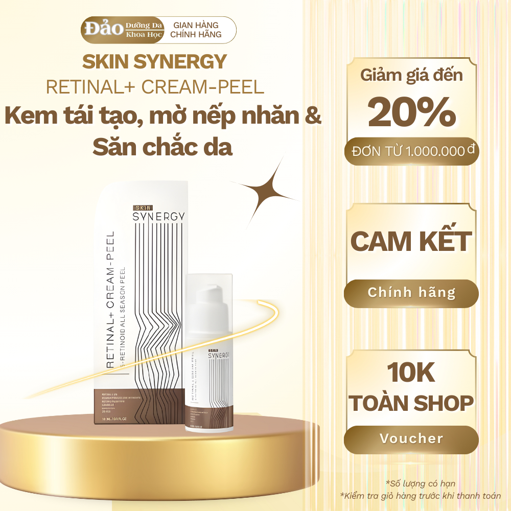 Kem peel Skin Synergy Retinal+ Cream-Peel giúp tái tạo da, mờ nếp nhăn và săn chắc da 15ml