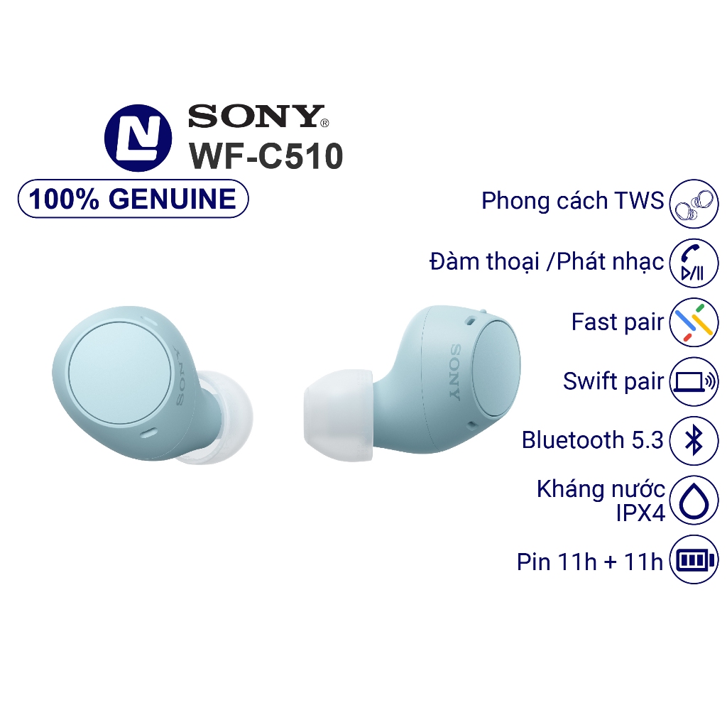 Tai nghe Sony WF C510 in ear TWS không dây kết nối đa điểm