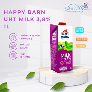 Thùng 12 lit sữa tươi Happy Barn nguyên kem béo 3.8