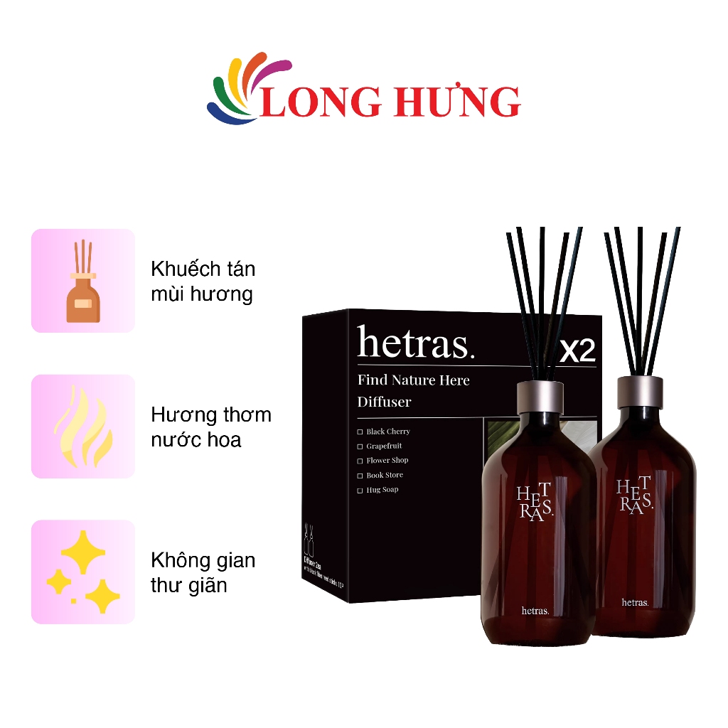 Tinh dầu nước hoa thơm phòng Hetras Premium Diffuser (500ml)