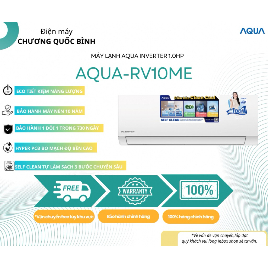 Máy lạnh Aqua inverter 1.0hp  AQA-RV10ME