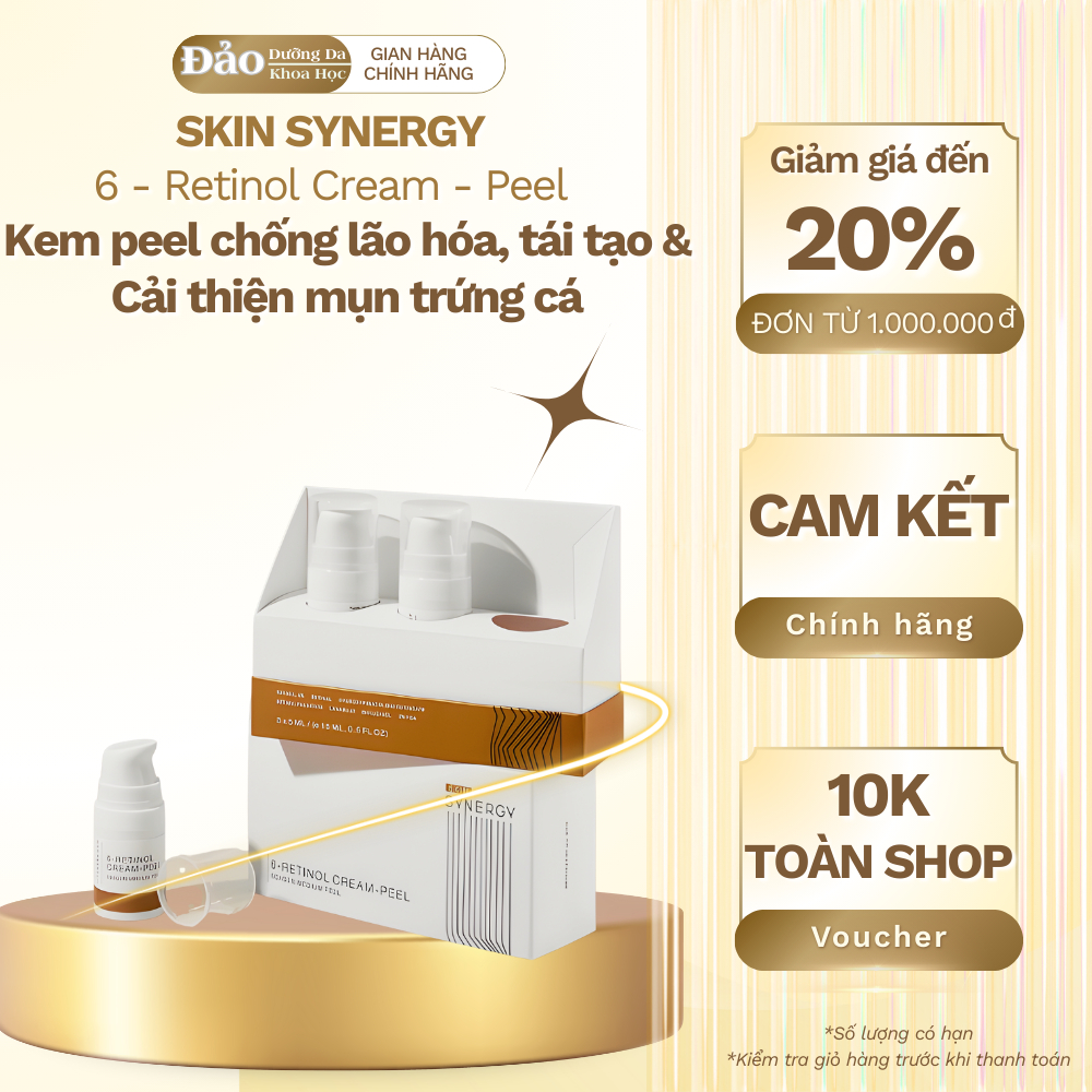Kem peel Skin Synergy 6-Retinol Cream-Peel giúp tái tạo da, giảm lão hóa,cải thiện mụn và đều màu da