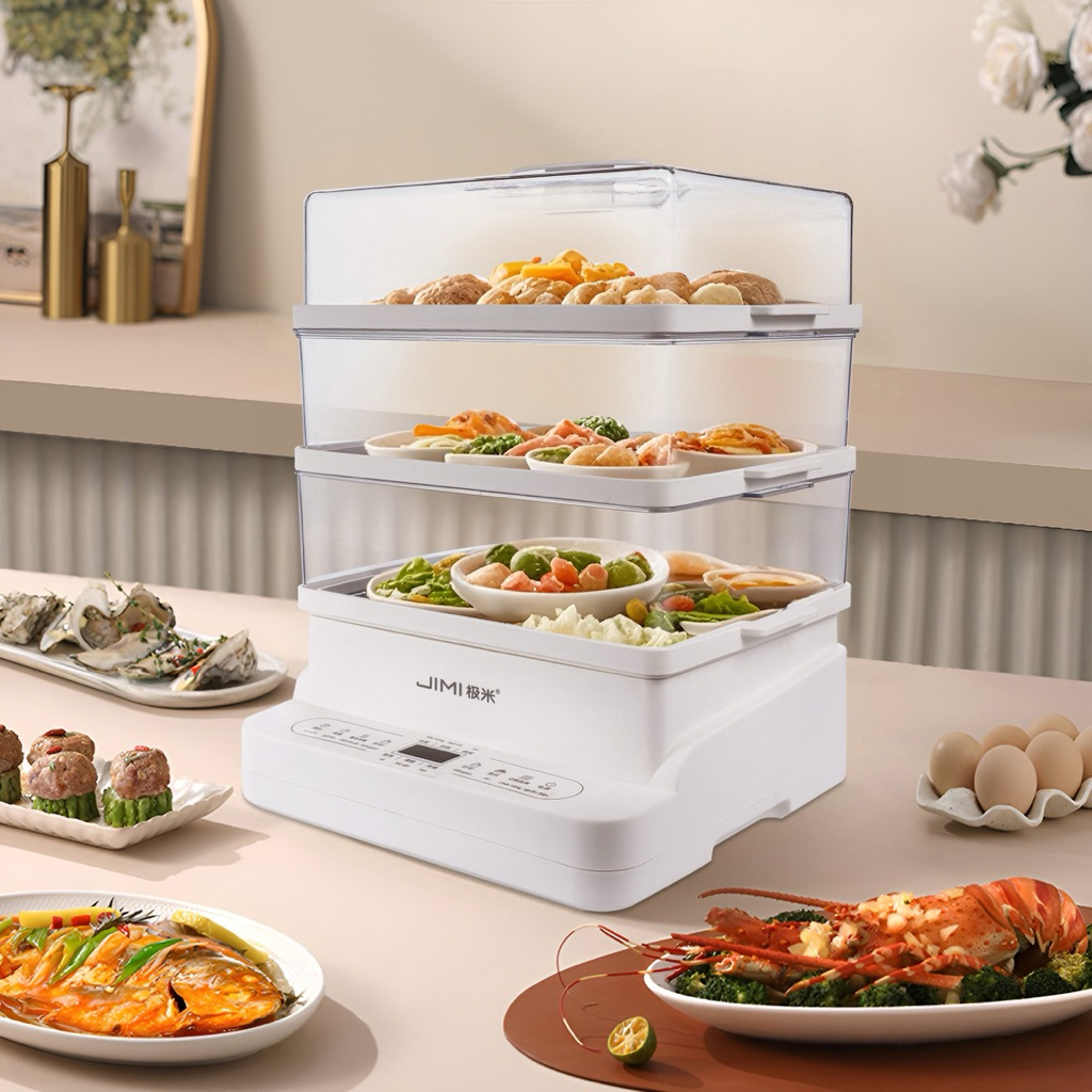 Máy hấp thuỷ nhiệt 3 tầng gọn nhẹ tiện lợi, nồi hấp nhựa thức ăn, hấp đồ ăn, nồi lẩu hấp rau củ