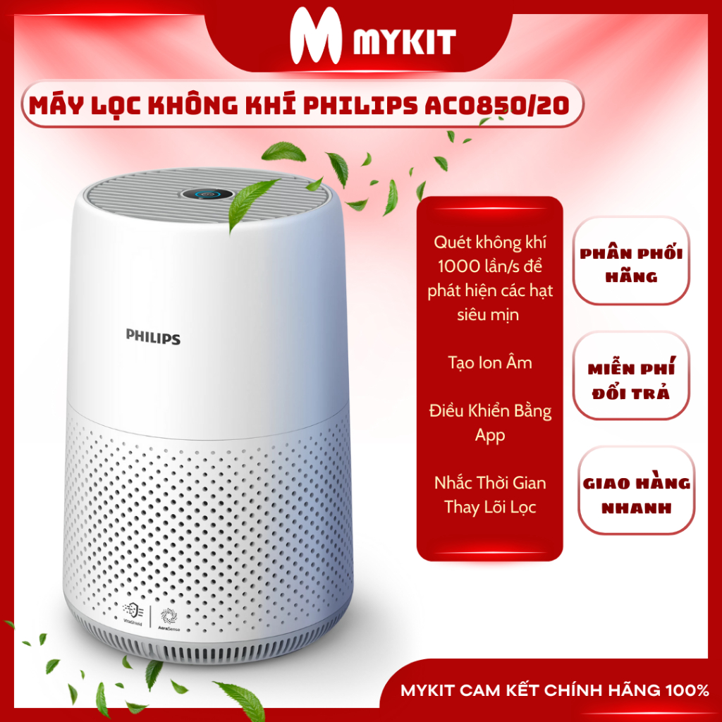 Máy Lọc Không Khí Philips AC0850/20 Nhỏ gọn, làm sạch trong chưa đầy 16 phút