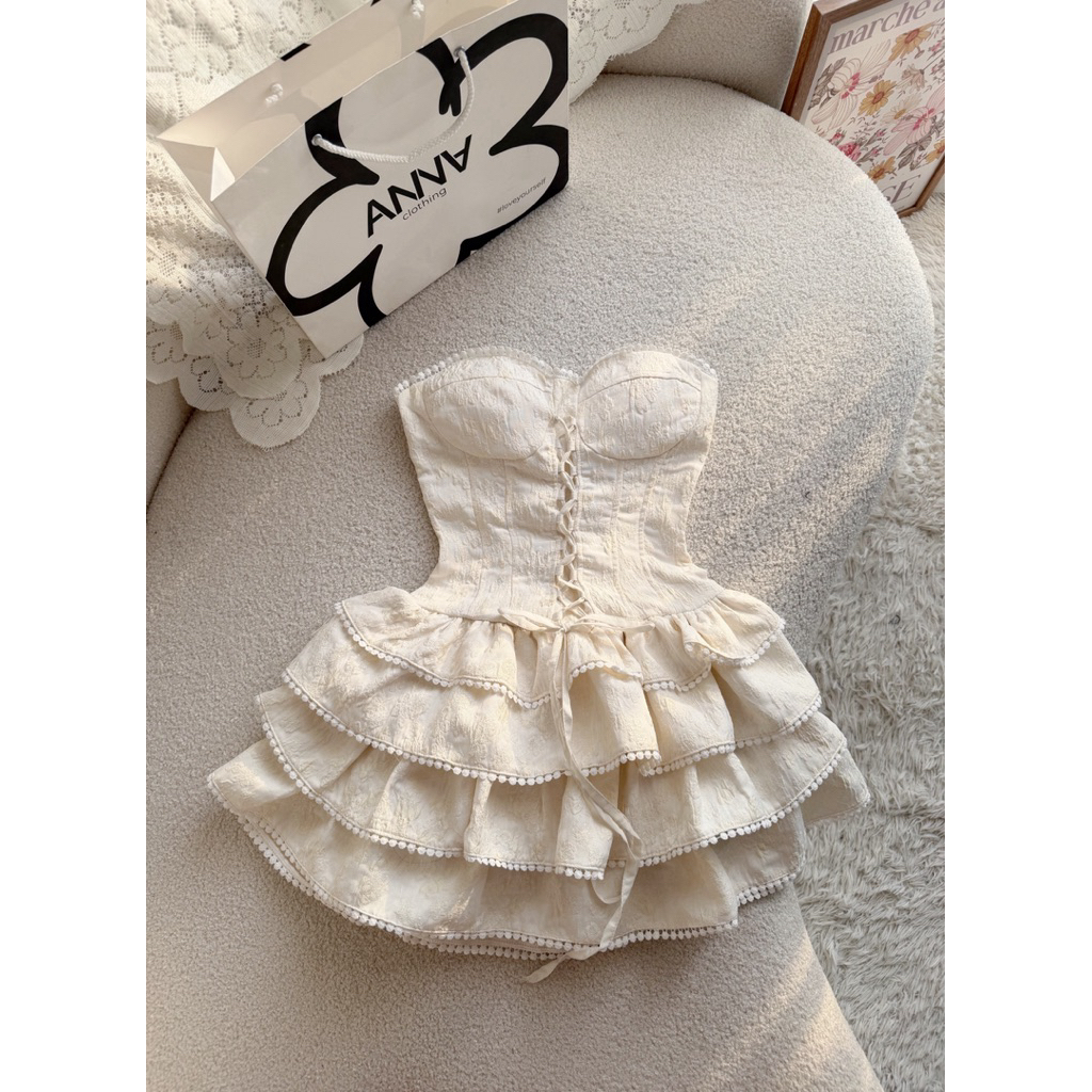 Đầm Kiểu Nữ Xốp Kem Đan Dây Anna - Samy Dress