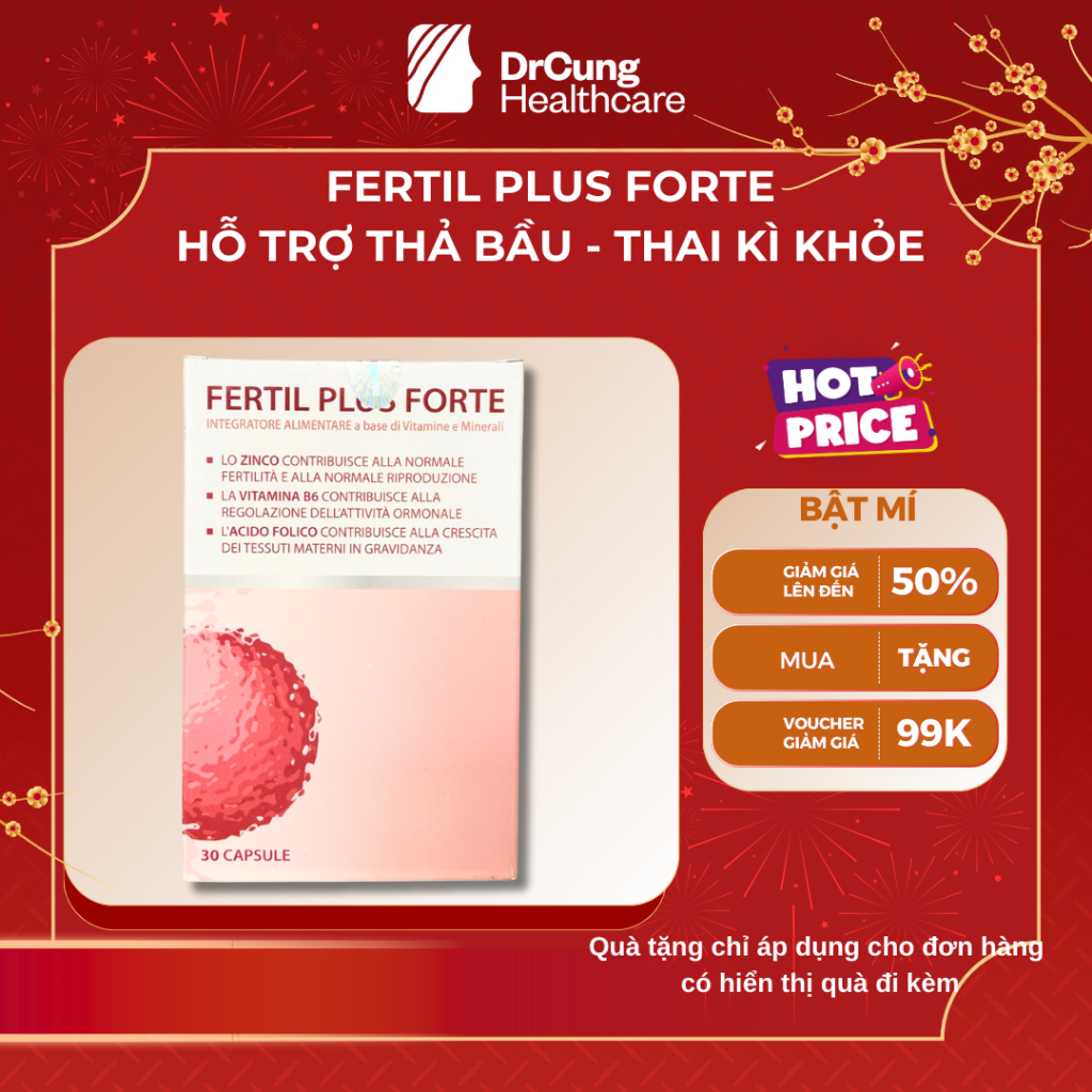 FERTIL PLUS FORTE - Bổ Sung Vitamin Khoáng Chất Cho Phụ Nữ Đang Muốn Có Thai Và Đang Mang Thai (30V)