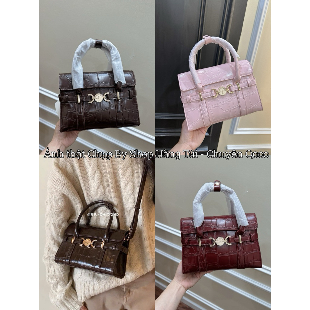 Túi CHIOOO Khuy ĐỒNG XU da vân trơn size 24cm  sang chảnh