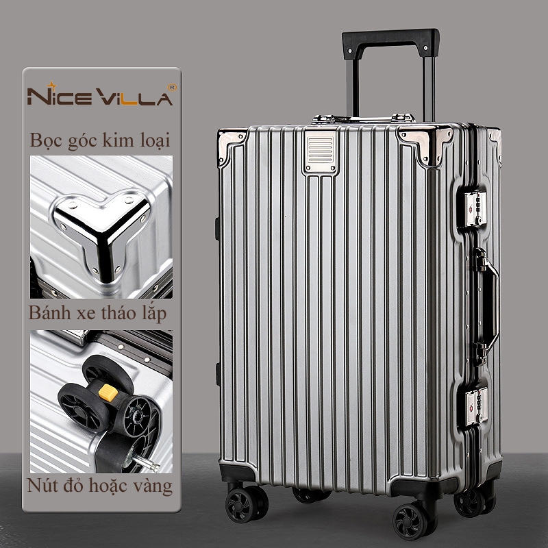 Vali Khung Nhôm Chống Trầy Xước NiceVilla Size 20inch-24inch-29inch