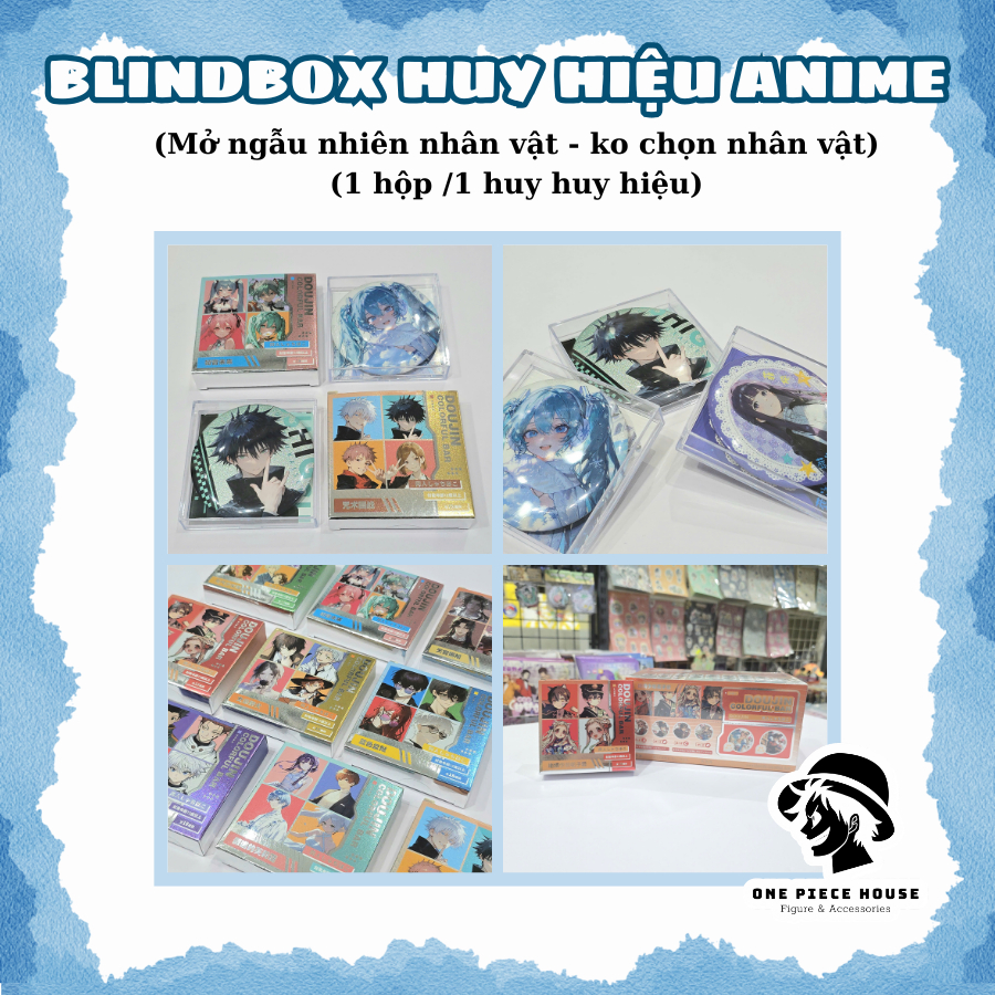[Huy Hiệu Doujin] Hộp Blindbox Huy hiệu Anime Cài Áo, Cài Balo Anime (Frieren,Kimetsu no Yaiba, BlueLock,...) - Đọc Mô