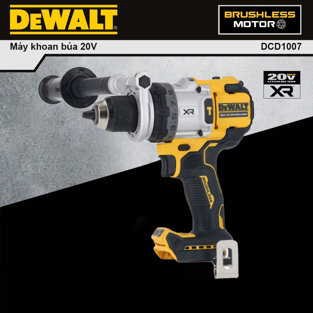 Máy Khoan Động Lực Dùng Pin 20V Dewalt DCD1007 – Lực Siết 169Nm, Công Nghệ Chống Lật Cổ Tay
