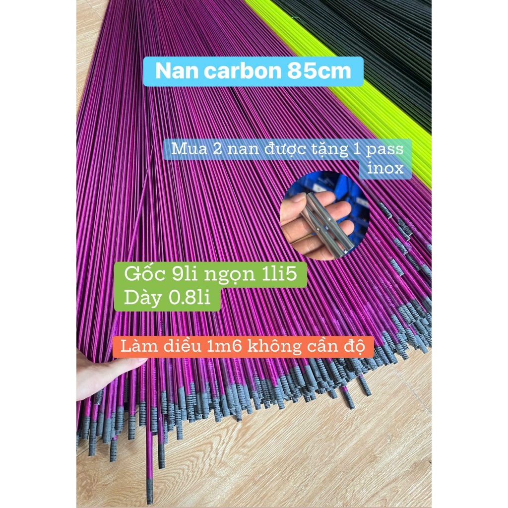Nan carbon tím 85cm làm diều mini làm bobo thái