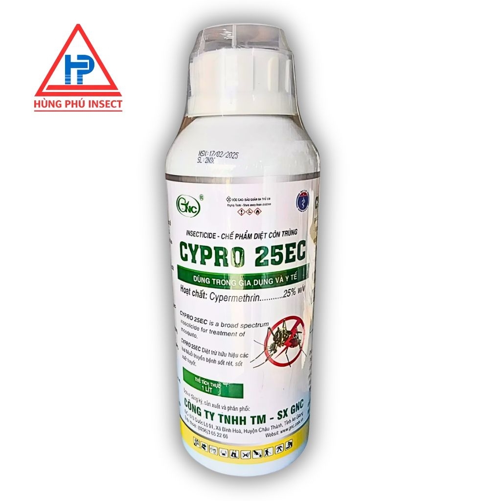 THUỐC CYPRO 25EC 1Lít DIỆT CÔN TRÙNG GÂY HẠI MUỖI(SỐT XUẤT HUYẾT),KIẾN,GIÁN,RUỒI,BỌ CHÉT,VE,..Gây tê