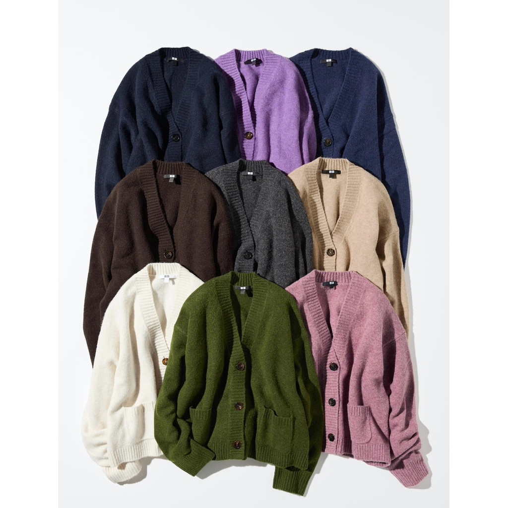 (ORDER) Áo cardigan dáng ngắn làm từ sợi len mềm xốp (nhẹ, bông như bánh soufflé) UNIQLO