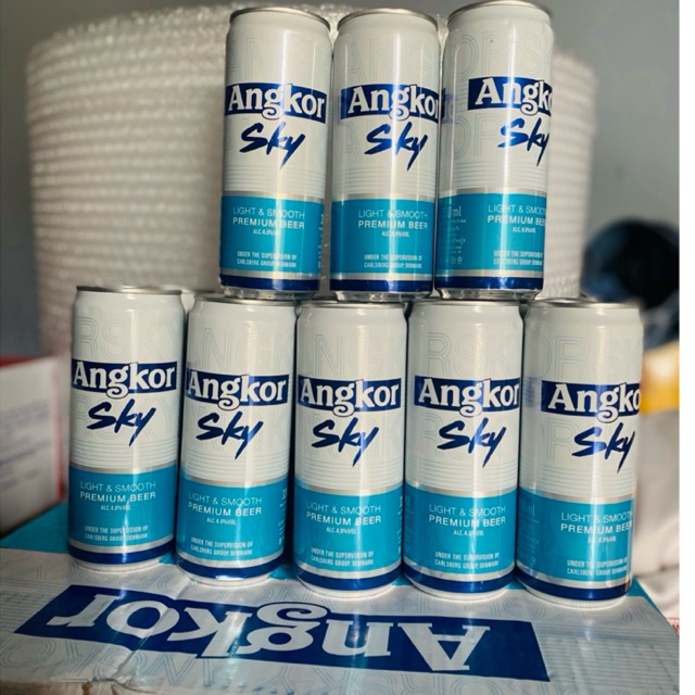 1 Thùng 24 Lon Bia Angkor Sky Campuchia 330ml Nồng Độ 4%