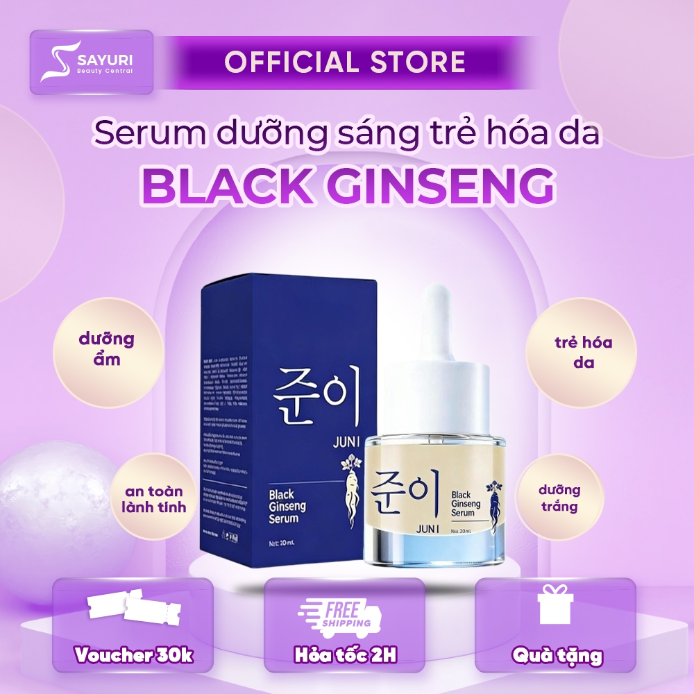 Serum Dưỡng Trắng Trẻ Hóa Da LUNYS Black Ginseng Serum JUNI 20ml – Serum Ginseng Mờ Thâm Nám, Trắng 