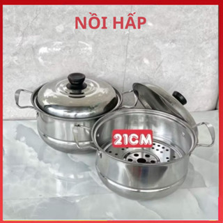 Nồi Hấp iNox 21Cm Tặng Kèm Xưởng Hấp Cao Cấp, Nồi iNox Lòng Sâu Nhỏ Gọn, Nồi Chuyên Hấp Cách Thuỷ Phù Hợp Cho Mọi Nhà.