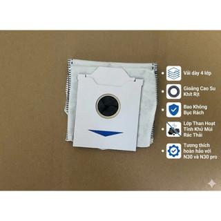 Túi Đựng Rác Cho Robot Ecovacs Deebot N30 / N30 Pro Omni - Vải Dày 4 Lớp, Gioăng Kín, Khử Mùi Rác (Combo 5-10 Cái)