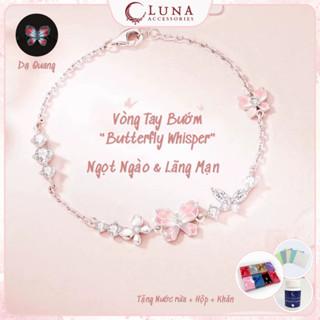 💖 [Tặng nước rửa bạc + hộp] Vòng Tay Nữ Bướm Hồng Đính Đá "Butterfly Whisper" | Ngọt Ngào & Lãng Mạn