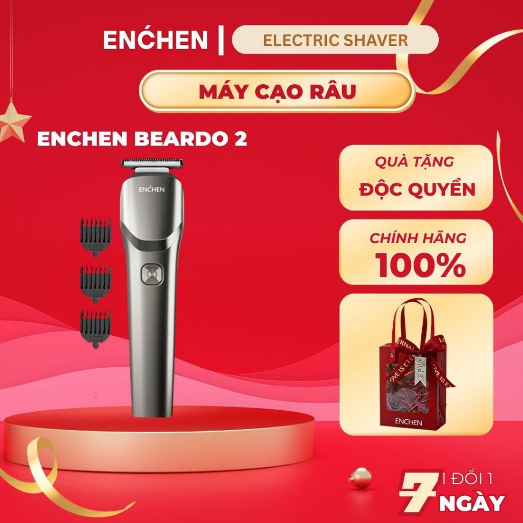 Tông đơ cắt tóc Enchen Beardo 2 tốc độ cao, lưỡi thép không gỉ, tặng 4 cử tạo kiểu - BH 6 tháng