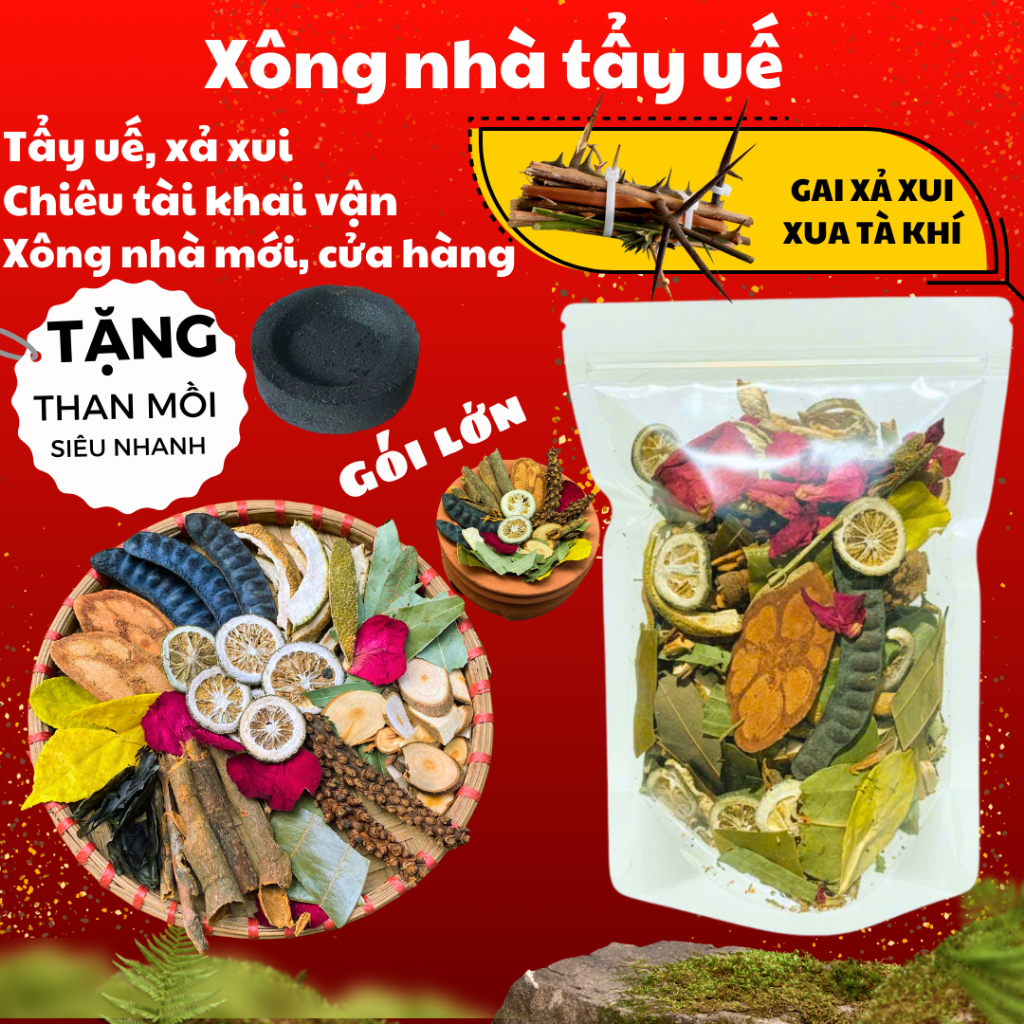 Thảo mộc xông nhà gói lớn kèm 9 loại gai trừ tà xả xui cực mạnh gói lớn xông nhà mới xông nhà tẩy uế