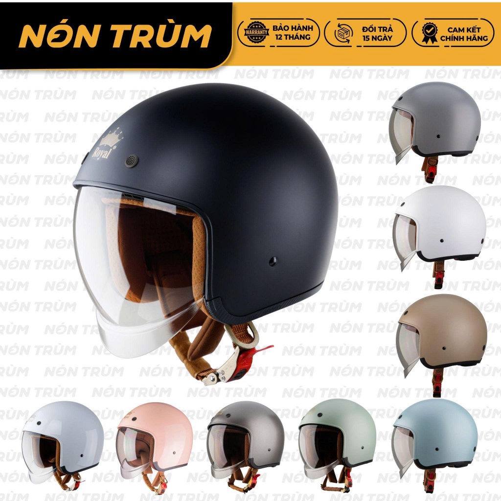 Mũ Bảo Hiểm Royal M139 3/4 Có Kính Âm Chính Hãng - Size M L XL - Dành Cho Người Đi Xe Máy - Nón Trùm