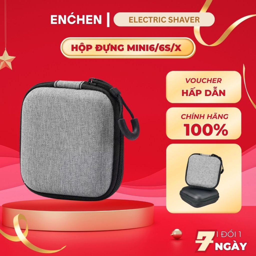 Hộp đựng máy cạo râu Enchen Mini6/ Mini 6S/ Mini X - chất liệu xải - 8x 8x3cm - Xám - Khóa Kéo