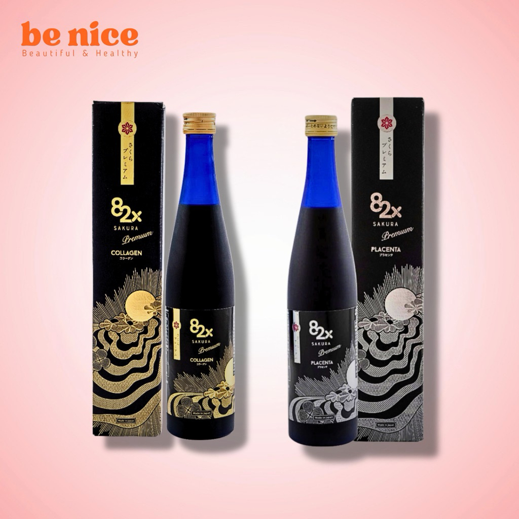 Nước uống Collagen và Placenta Sakura Premium 82x Nhật Bản đẹp da, chống lão hoá 500ml - Be Nice
