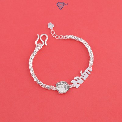 Lắc bạc cho bé hình nhím dễ thương khắc tên theo yêu cầu LTT0221 - Trang Sức TNJ