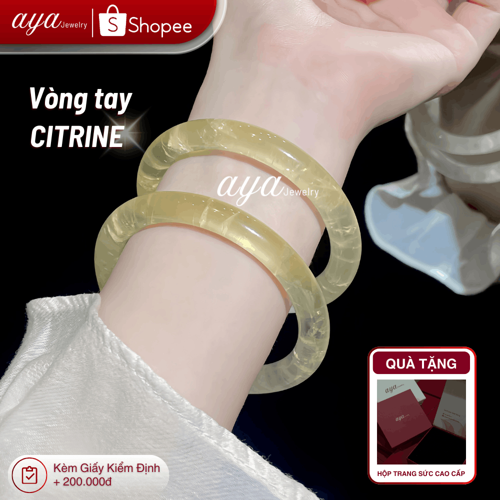Vòng Bản Citrine, Đá Thạch Anh Vàng - Aya - Vòng Phong Thuỷ, Vòng Bản Đá Tự Nhiên, Trang Sức Sang