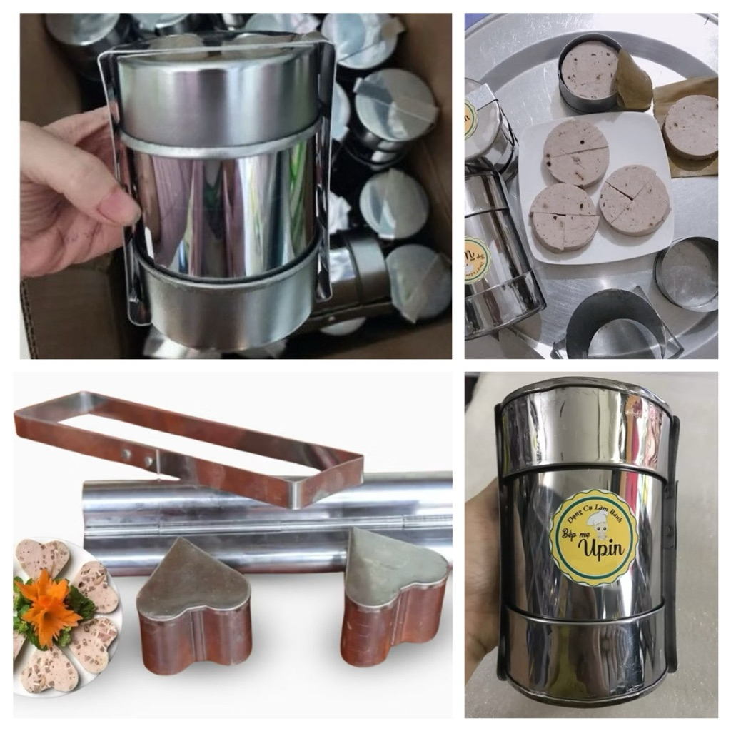 Khuôn giò chả hình tim hình tròn nhiều size khuôn inox làm  giò