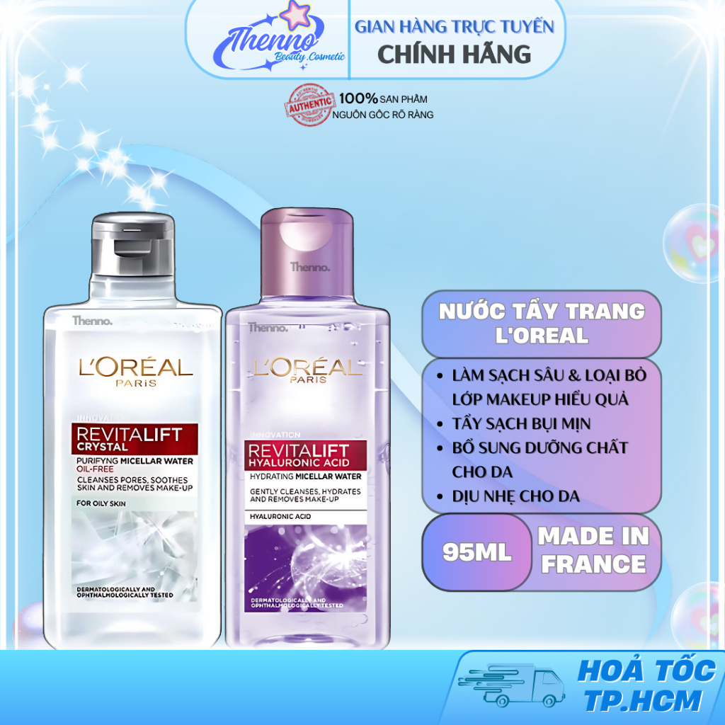 [Mini Size] Nước Tẩy Trang Mini Cấp Ẩm & Kiềm Dầu Loreal Revitalift Crystal & Hyaluronic Acid For Oi